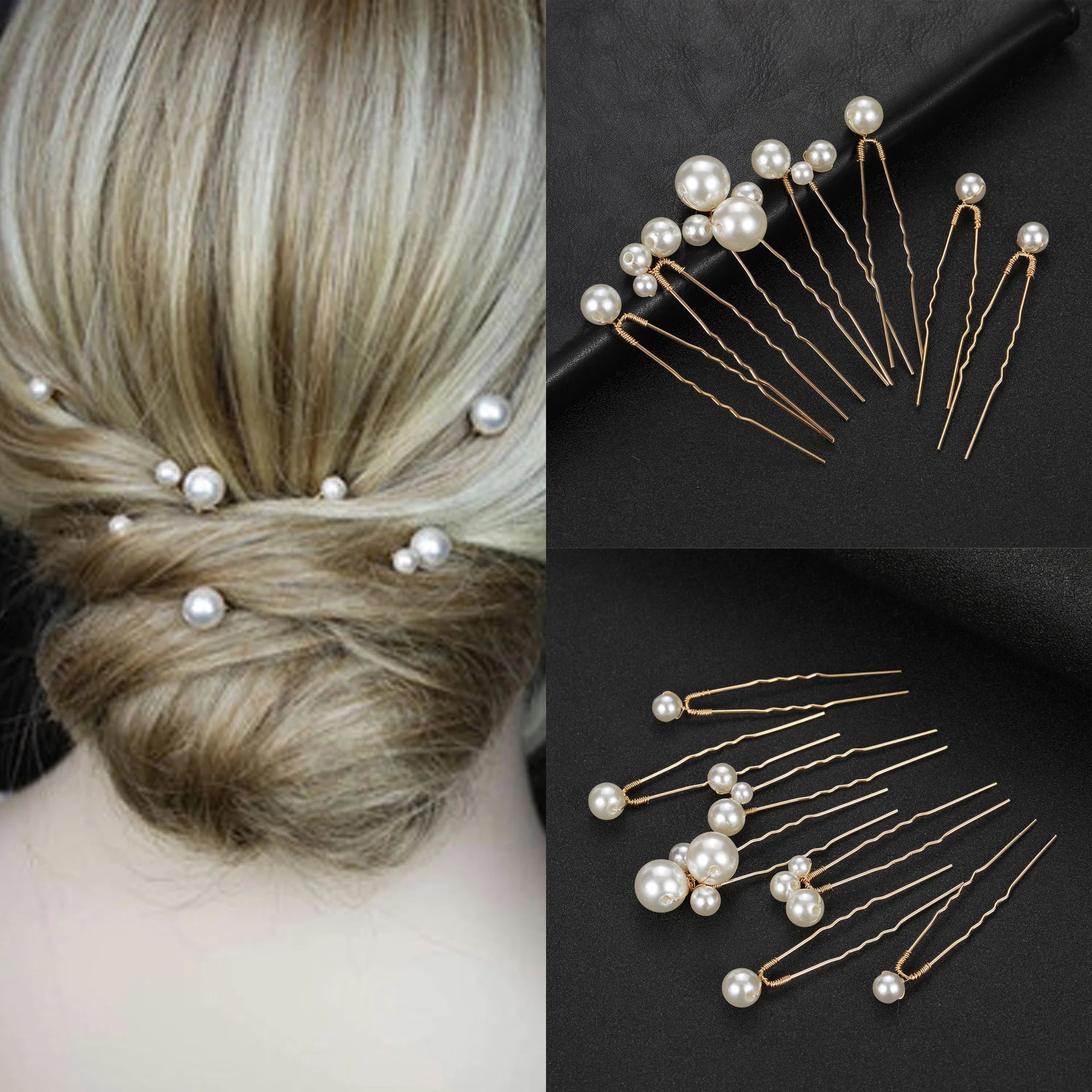 Bridal Wedding Hair Accessories Rhinestone Hair Pins Forks for Women Pearl Hairpins Bride Headpiece Party Jewelry Gift Dropship