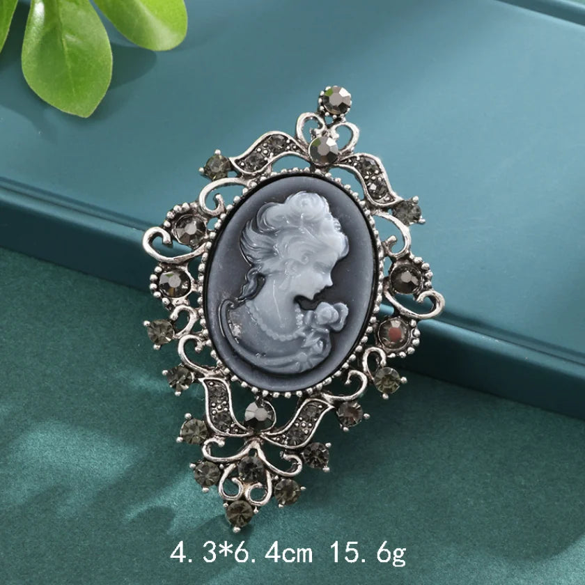 Vintage Victorian Cameo Elegant Queen Head Portrait Brooch For Women Antique Wedding Bridal Bouquet Clothing Jewelry Gifts