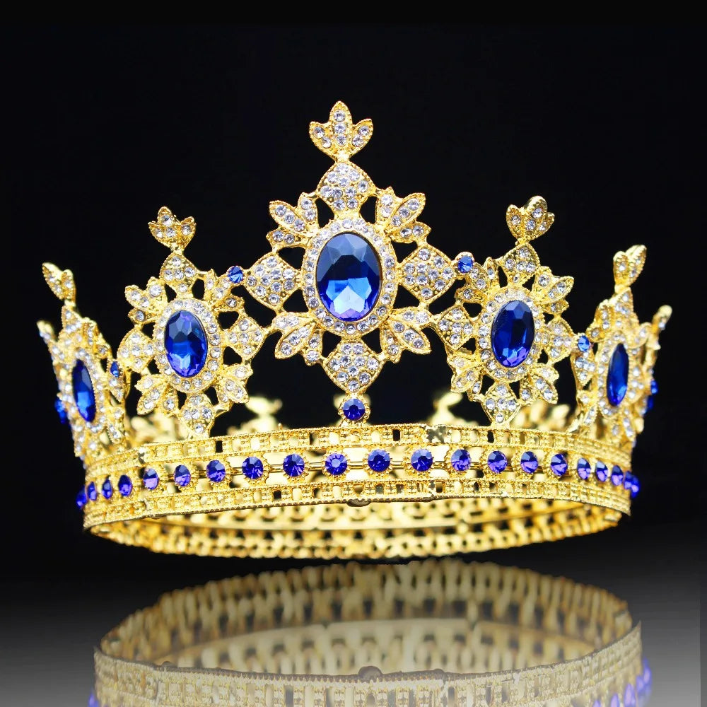 Baroque Queen King Tiara Crowns For Women Pageant Diadem Bride Crystal Headpiece Wedding Bridal Hair Jewelry Accessories