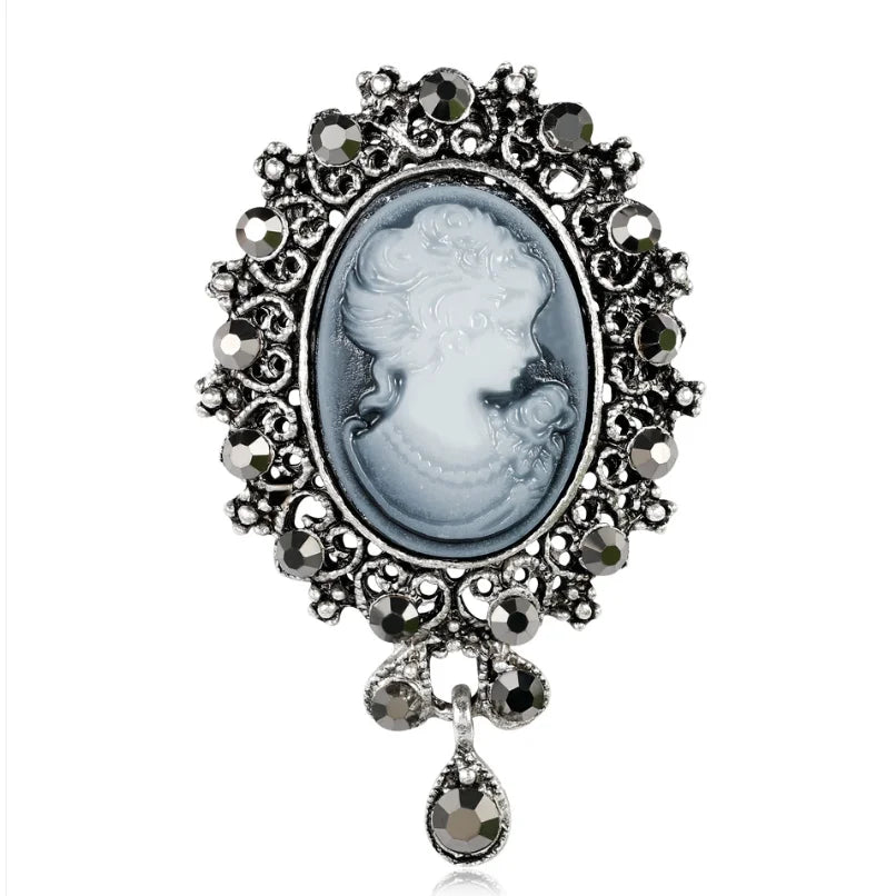 Vintage Victorian Cameo Elegant Queen Head Portrait Brooch For Women Antique Wedding Bridal Bouquet Clothing Jewelry Gifts