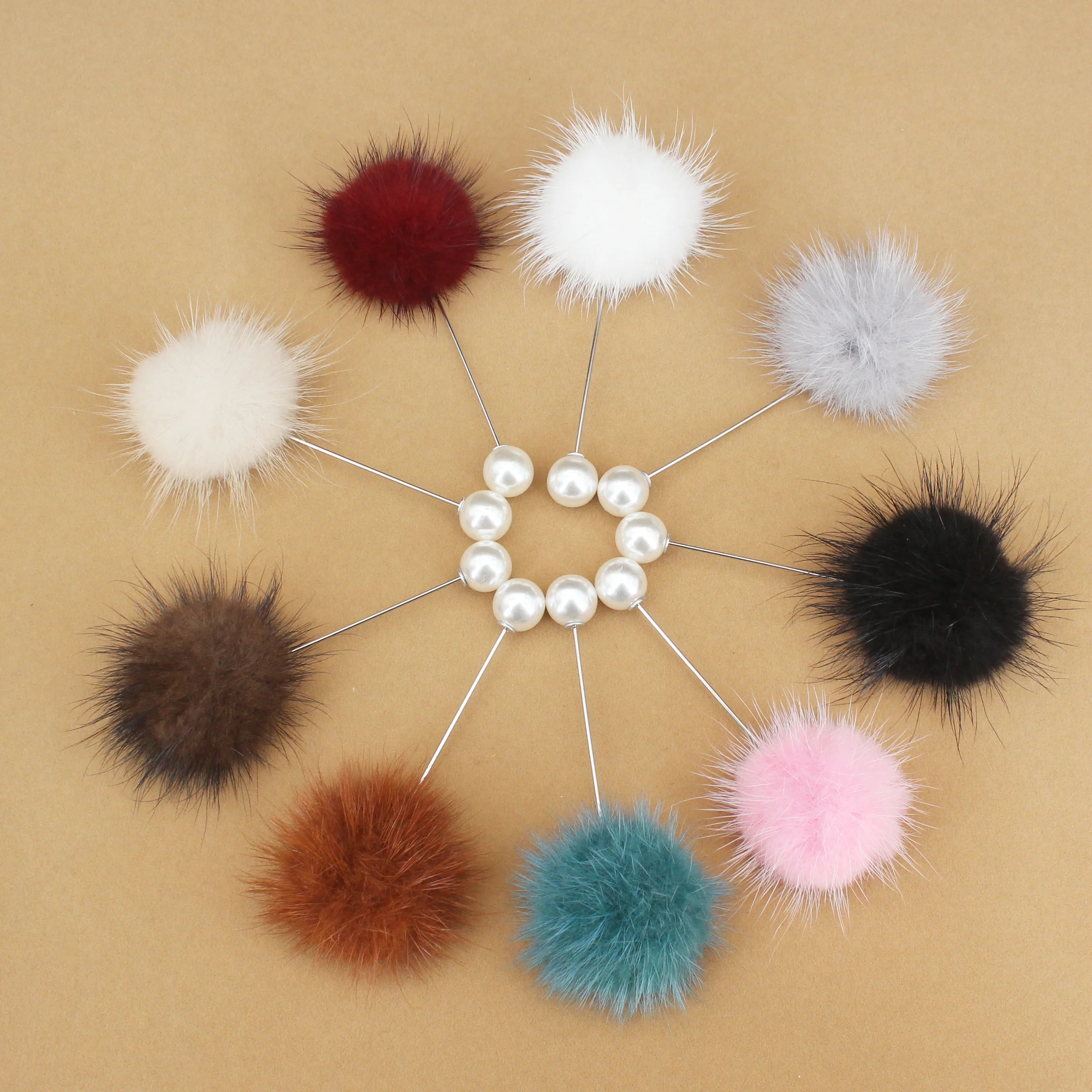 2020 New Cute Charm Simulated Pearl Brooch Pins For Women Korean Fur Ball Piercing Lapel Brooches Collar Jewelry Gift Kids Girls