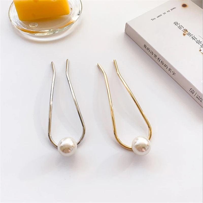 New U Shaped Hairpins Clips for Women Korean Crystal Elegant Metal Forks Vintage Pearl Styling Hairpins Hair Styling Tools Gifts