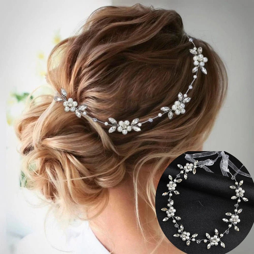 Imitation pearls Headbands For Women Girls Bride Hair Ornaments Handmade Hairbands Wedding Hair Accessories Queen Headband Gift