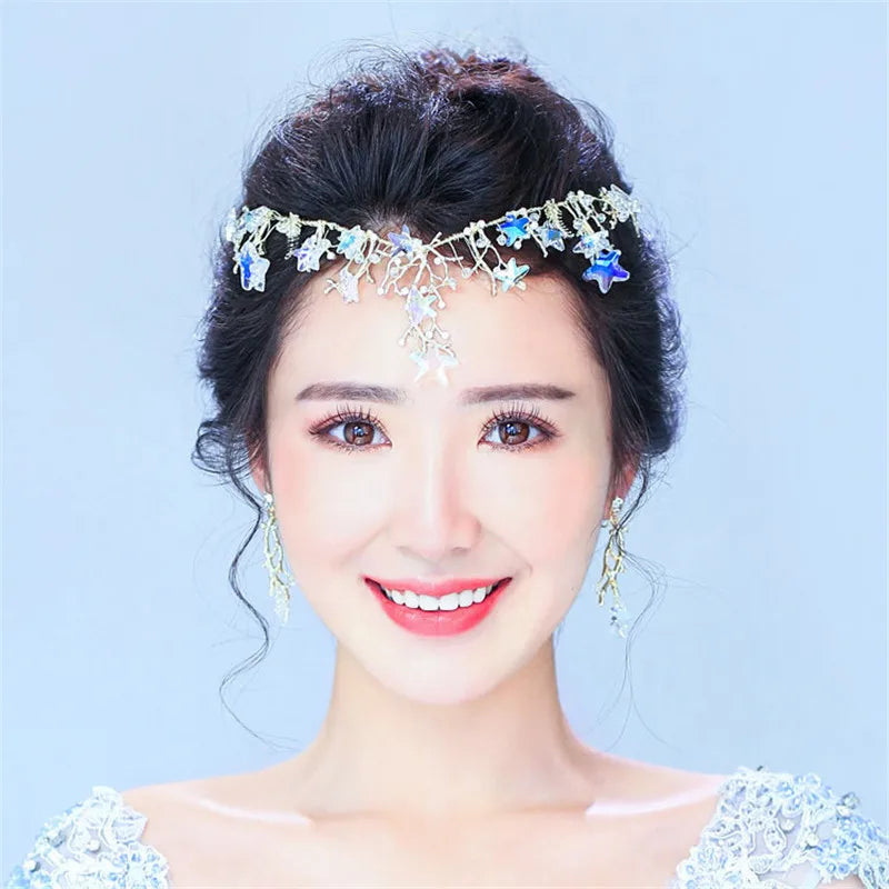 Luxurious Handmade Sparkling Star Vine Bridal Tiara Crown For Women Chaplet Hair Ornaments Wedding Hair Jewelry Accessories