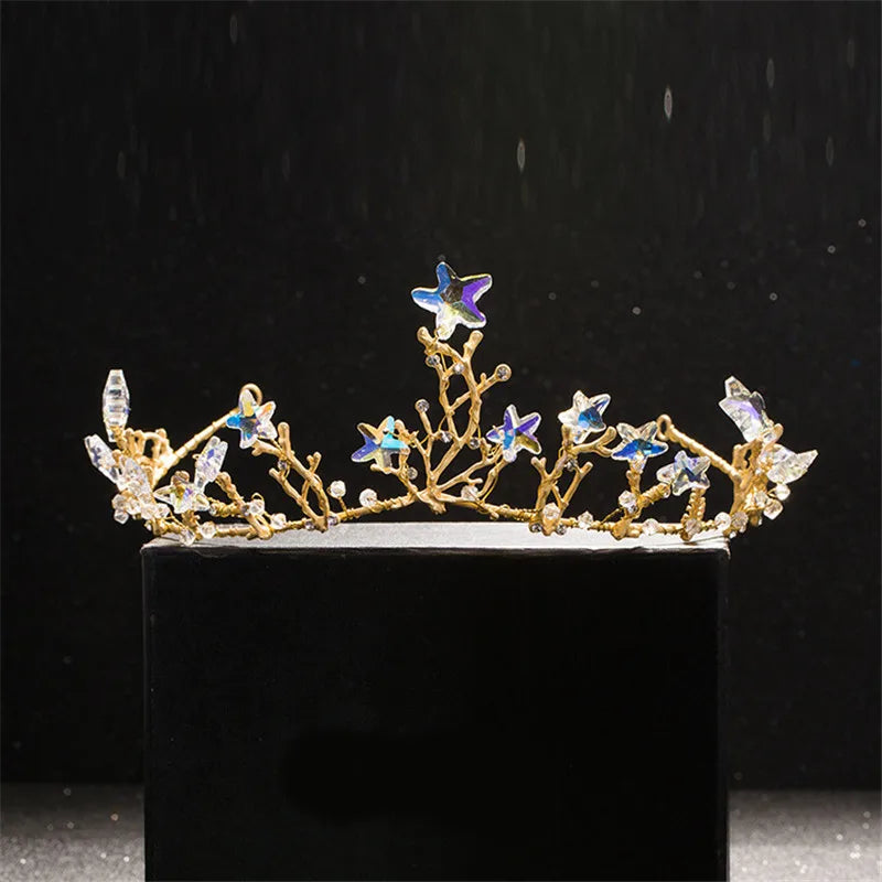 Luxurious Handmade Sparkling Star Vine Bridal Tiara Crown For Women Chaplet Hair Ornaments Wedding Hair Jewelry Accessories