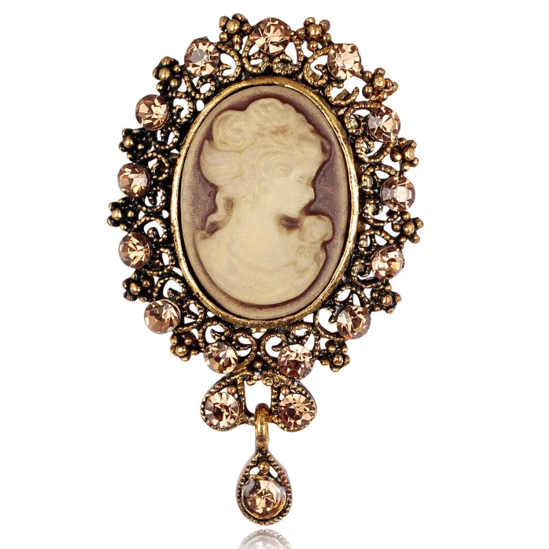 Vintage Victorian Cameo Elegant Queen Head Portrait Brooch For Women Antique Wedding Bridal Bouquet Clothing Jewelry Gifts