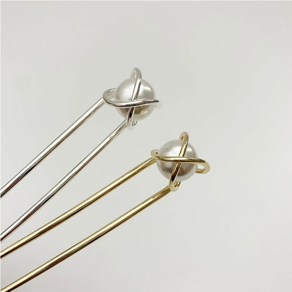 Fashion Metal Hair Sticks Fork Hairpin Elegant Women Hair Clip Pins U Shape Girls Hairpins Hair Bun Maker Headwear Accessories