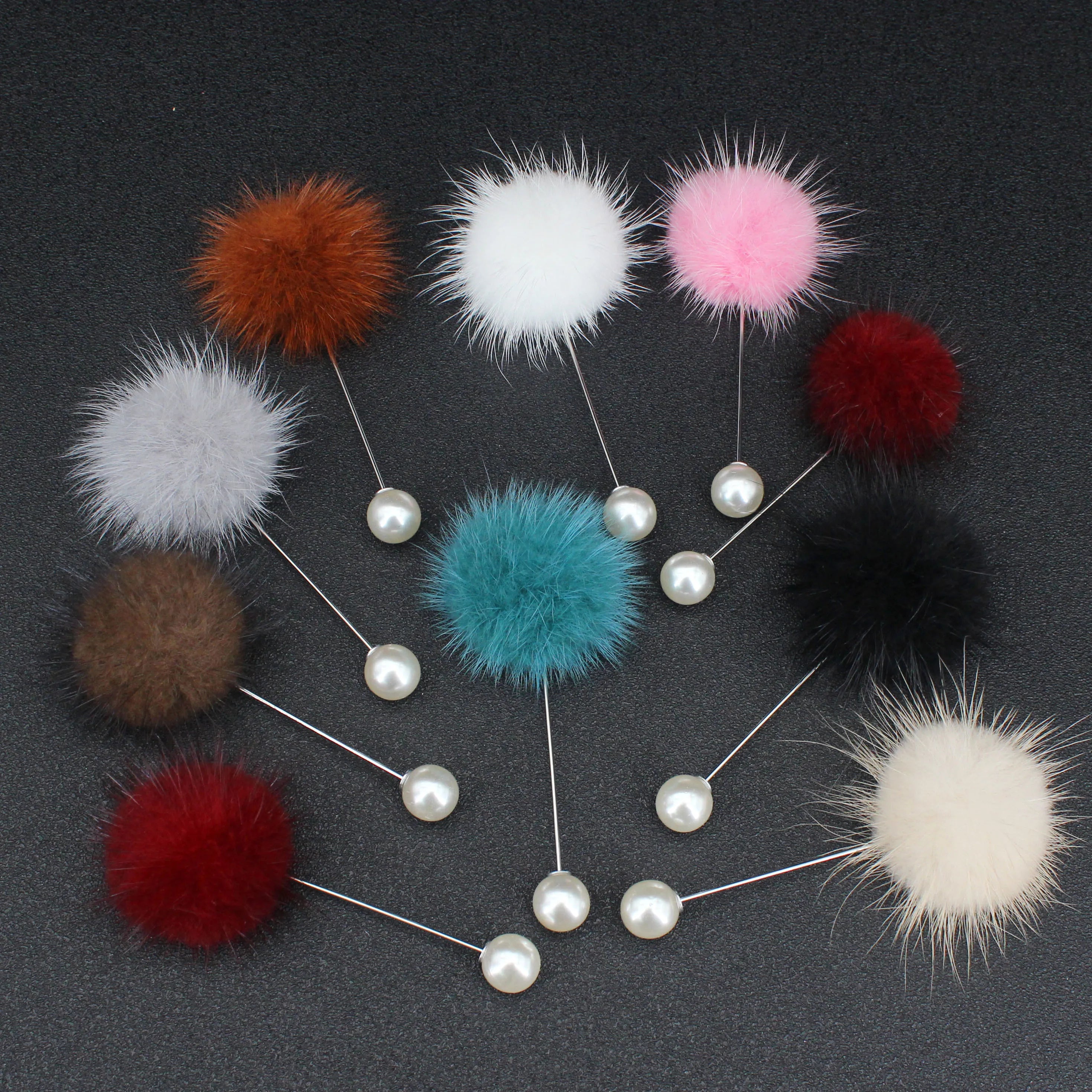 2020 New Cute Charm Simulated Pearl Brooch Pins For Women Korean Fur Ball Piercing Lapel Brooches Collar Jewelry Gift Kids Girls