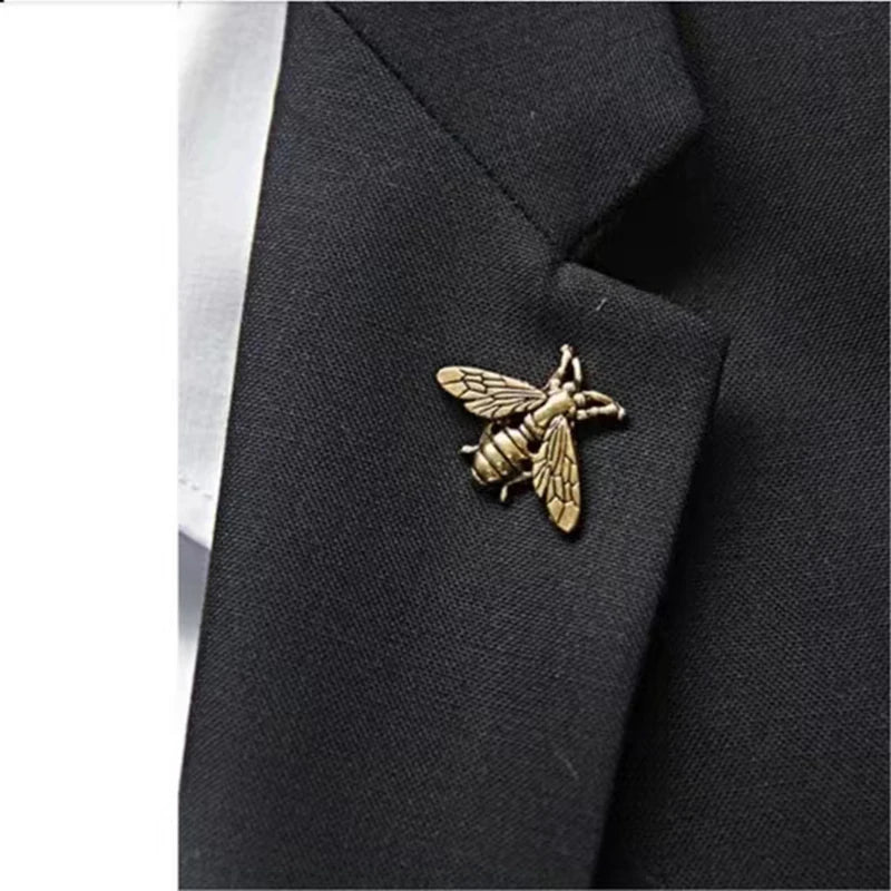 2PC Simple Metal Bee Lapel Pin Collar Pin Cute Animal Insect Brooch Pin for Women Men Shirt Suit Dress Fashion Cloth Accessories