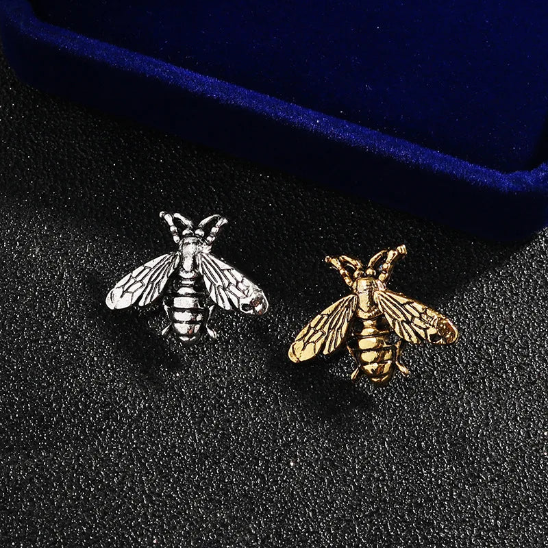 2PC Simple Metal Bee Lapel Pin Collar Pin Cute Animal Insect Brooch Pin for Women Men Shirt Suit Dress Fashion Cloth Accessories