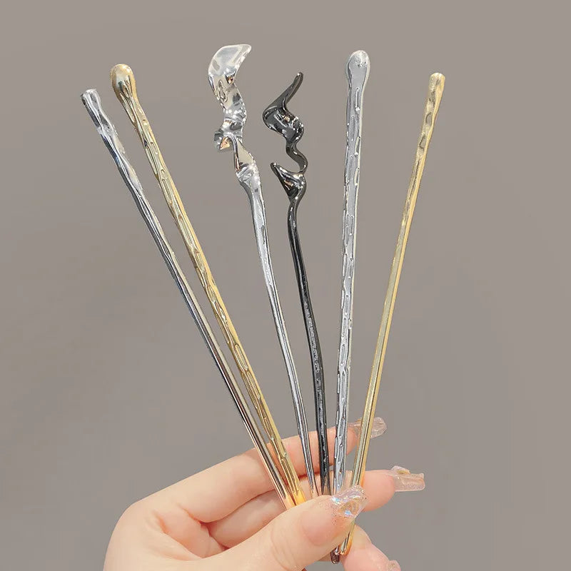 New Chinese Metal Hair Sticks Vintage Chopstick Hairpins Women Hair Clip Pin Headwear Wedding Headdress Jewelry Accessories