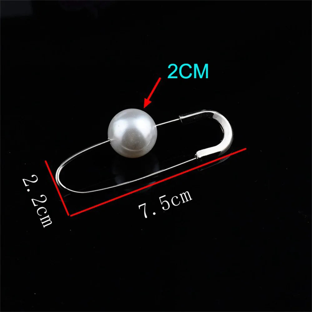 Simulated Pearl Big Pin Brooches for Women Simple Coat Accessories Women Girls Suit Pins Corsage Scarf Buckle Fashion Jewelry