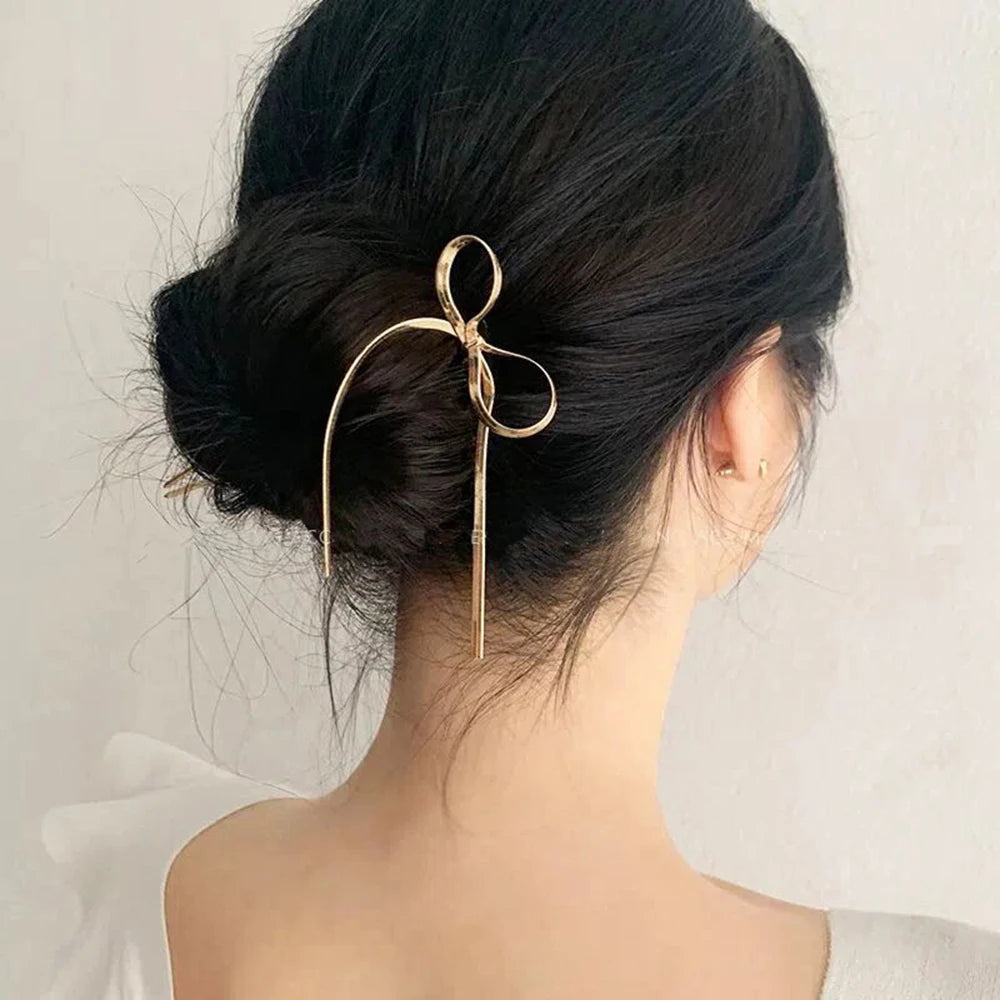 Fashion Metal U Shape Hair Stick For Women Silver Gold Color Elegant Shell Enamel Hairpin Female Hair Jewelry Accessories