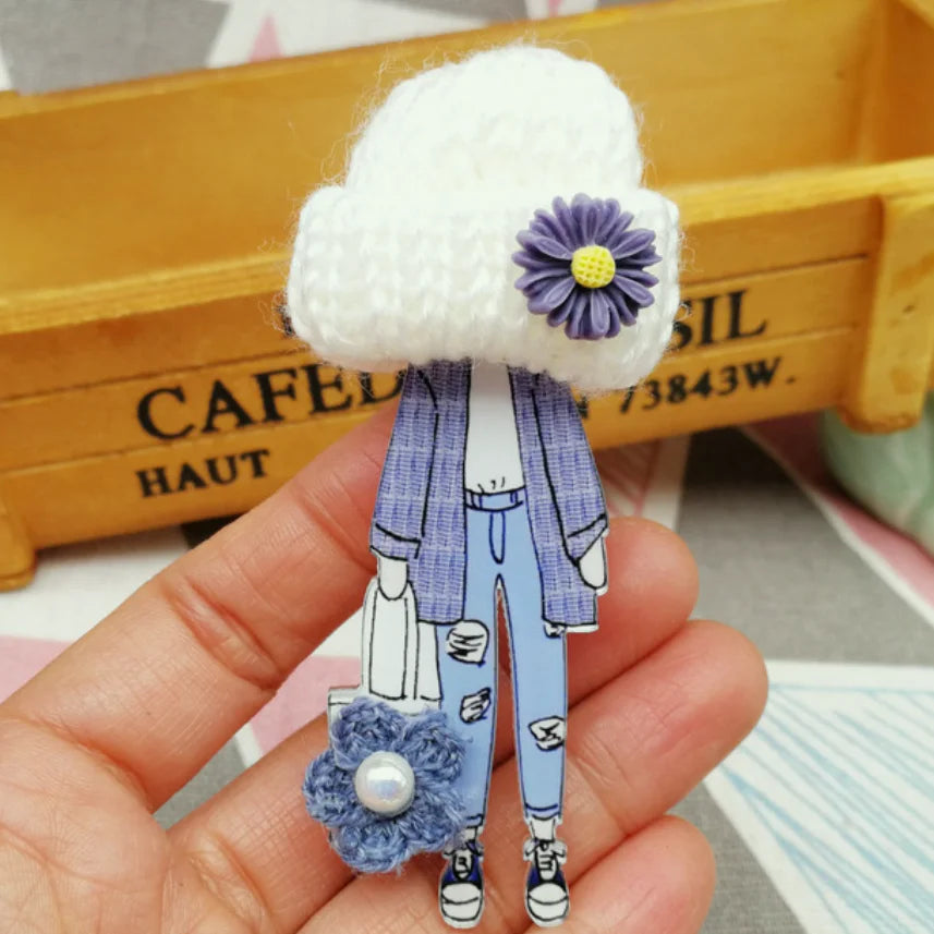 Girls Cute Brooches for Woman Wool Hat Crystal Pearl Cartoon Badges Brooch Pins Fashion Harajuku Pins Icons Gifts Drop-Shipping